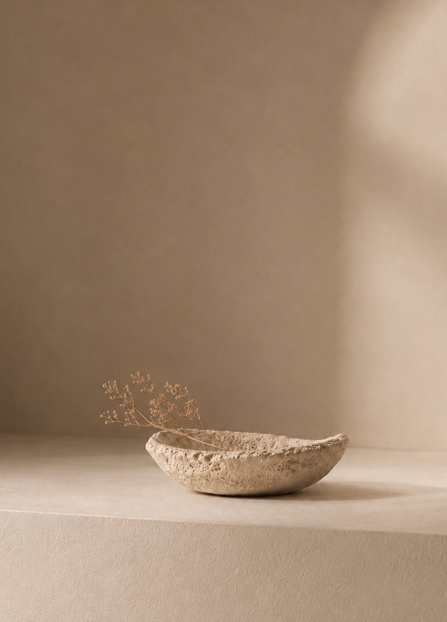 Soft flower shadow on warm linen